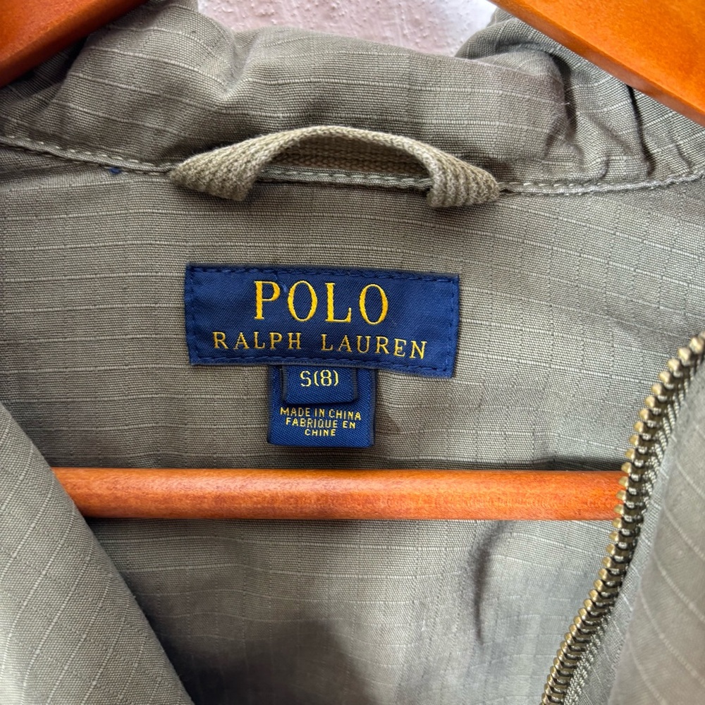 Polo Ralph Lauren American Flag Patch Green Military Jacket Youth Small 8 - Picture 6 of 6